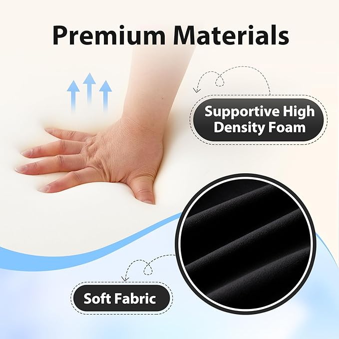 Reading Pillow for Sitting in Bed Adult, Back Pillow for Bed Sitting up, Backrest Pillow with Arms, Back Support Pillows for Gaming Lounging Watching TV, Medium 19" Black