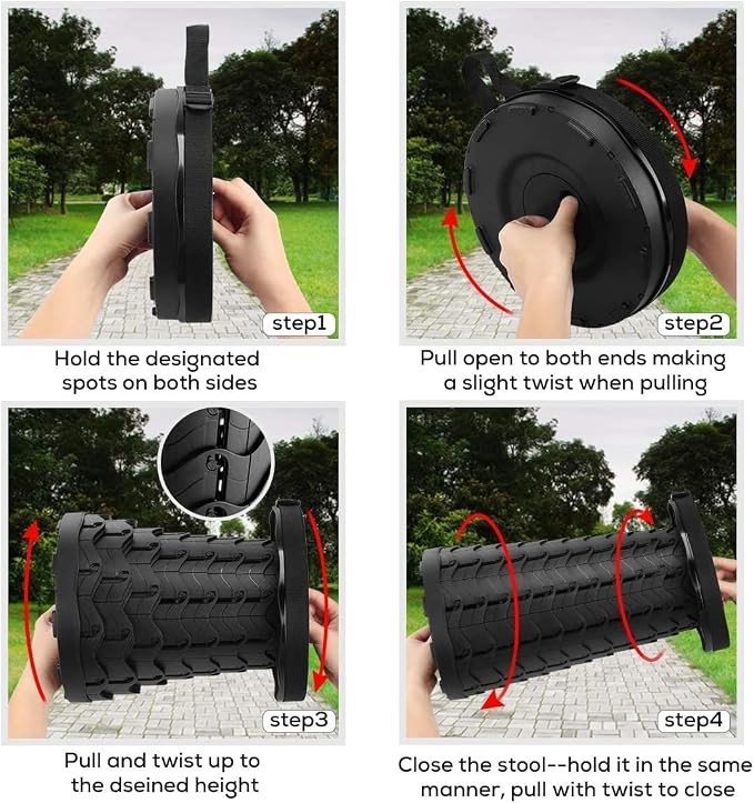 Fishboy Collapsible Stool for Adults, Portable Folding Camping Seat, 400lbs | Lightweight but sturdy, retractable telescoping design with adjustable heights for fishing, hiking, travel, festivals, BBQ