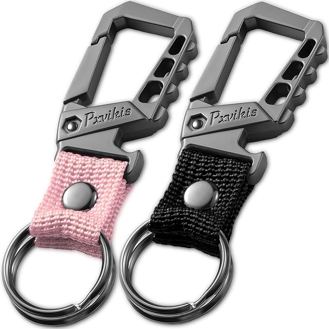 Metal heavy duty key chain carabiner clip bottle opener wrist lanyard ring car key fob unisex for men and women