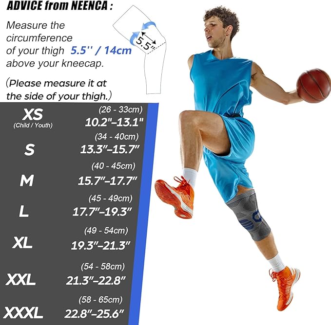 NEENCA Professional Knee Brace for Pain Relief, Medical Knee Compression Sleeve, Knee Support with Horizontal Knit Tech for Meniscus Tear, ACL, Arthritis, Joint Pain, Runner, Workout