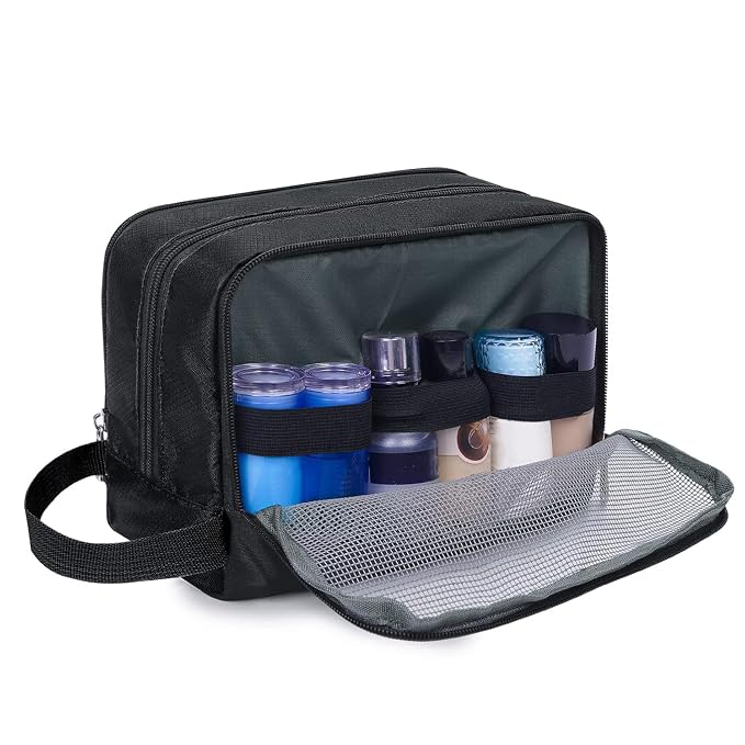 WANDF Travel Toiletry Bag for Men, Small Dopp Kit for Toiletries | Water-Resistant Fabric, Travel Bag for Toiletries, Compact Storage, Shaving Accessories, Weekend Trips