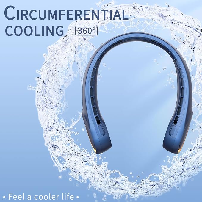 FrSara Neck Fan, Portable Personal Fan Strong Wind, 4000mAh, 360° Cooling | Air Volume, No Hair Twisting, Air Volume On 2 Sides, Non-Slip, Quick Charge, Long Use Time, Birthday Gift for Women, Dad, Men