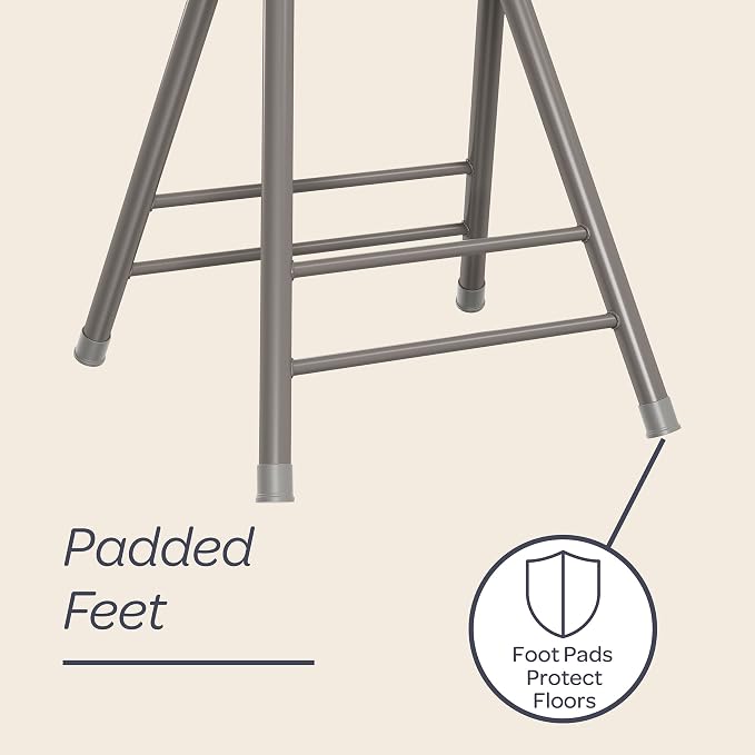 Lavish Home Folding Stool with Padded Backless Seat, White, 24 Inch | Counter Height Bar Stools with 225lb Capacity, Portable Indoor & Outdoor, Extra Seat for Kitchen, Rec Room or Camping