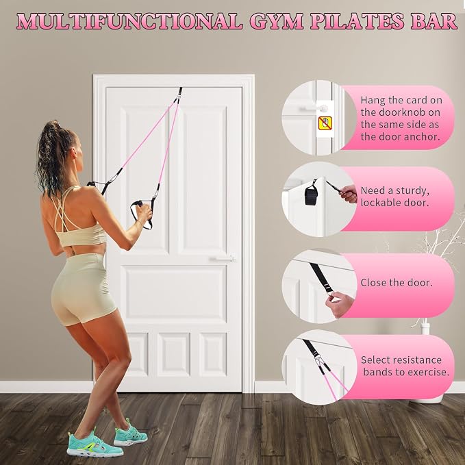 Bbtops Pilates Bar Kit with Resistance Bands,Pilates Bar with Stackable Bands Workout Equipment for Legs,Hip,Waist and Arm,Exercise Fitness Equipment for Women & Men Home Gym Yoga Pilates