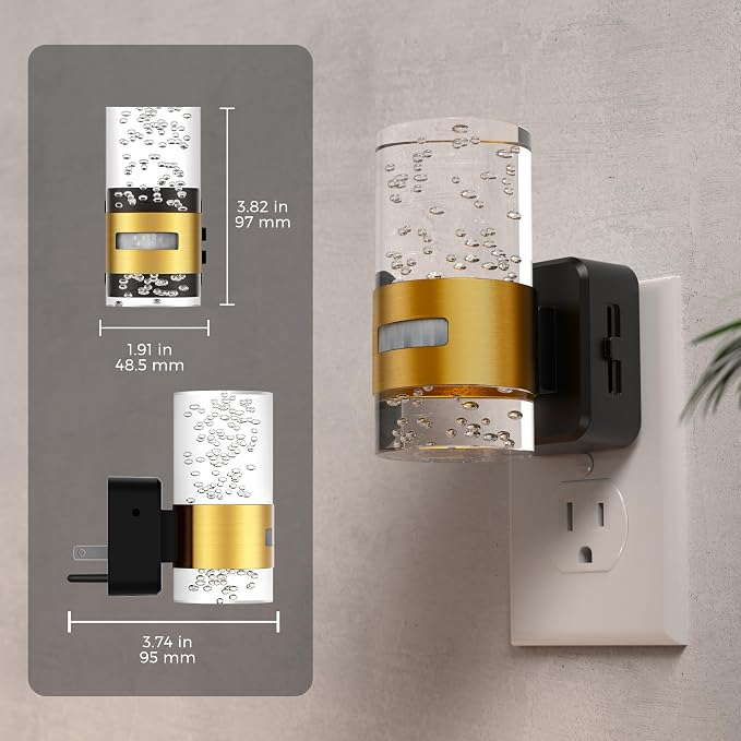 L LOHAS LED Motion Sensor Night Light,Dimmable Night Lights Plug into Wall | 2 Pack 3000K Night-Lights with 0-100 LM Adjustable, Acrylic Bubble Plug in Nightlights for Bathroom Hallway Nursery