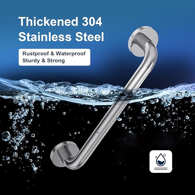 Handicap Grab Bars, 2 Pack 18 Inch Shower Grab Bar for Seniors, 304 Stainless Steel ADA Grab Bars for Bathtubs and Showers, Toilet, Safety Shower Handles for Elderly, Disabled, Injury (Brushed Nickel)