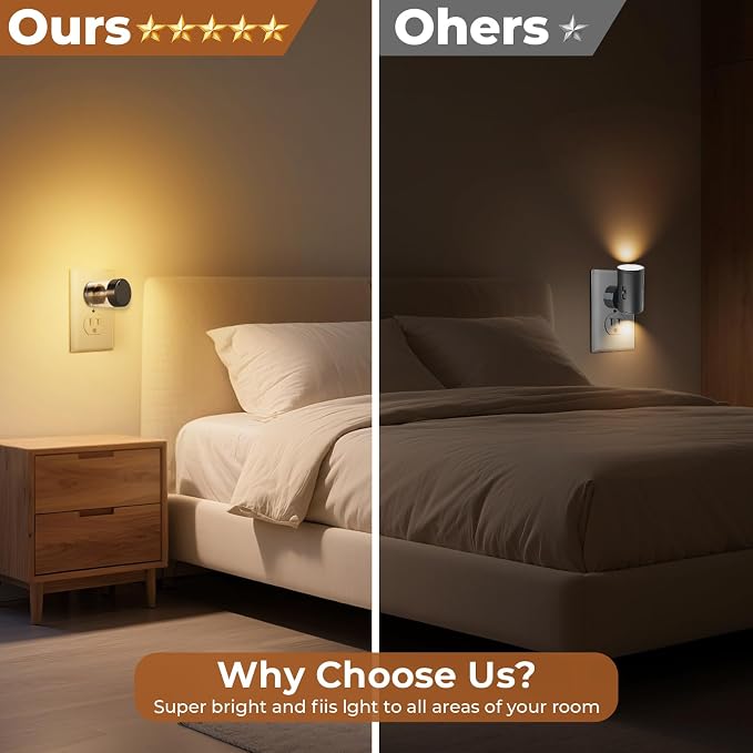 GEPLAD Dimmable LED Night Light Plug in Wall, Touch Control & 3-Color Temperature (3000K-5000K) Nightlight with Dusk to Dawn Sensor, IP65 Waterproof for Bathroom,Nursery,Kids Hallway,Stairs 2 Pack