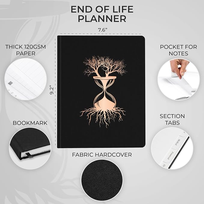 Skyline End of Life Planner – Emergency File Notebook for Important Information & Final Wishes – When I Die Beneficiary Book Organizer (Black)