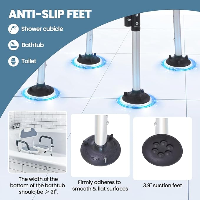 Shower Chair, U Shape Shower Chair with 6-Level Adjustable, Non-Slip Feet for Private Washing, Elderly, Disabled, Seniors & Pregnant，Heavy Duty Shower Chair