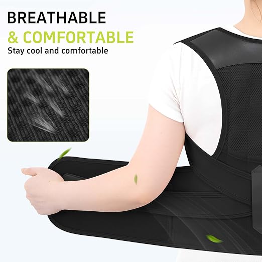 Posture Corrector for Women and Men Back Brace Support Straightener Scoliosis Upper Spine Instant Upright Hunchback Correction Kyphosis Fixer Adjustable Shoulder Straps Breathable (Black XL)