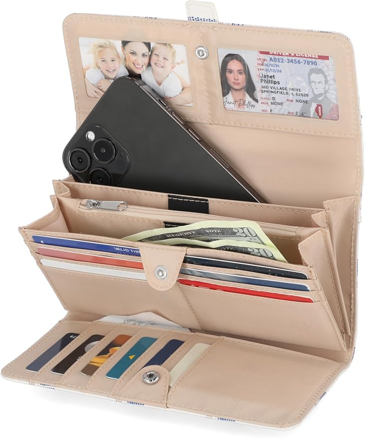 Mundi File Master Womens RFID Blocking Wallet Clutch Organizer With Change Pocket