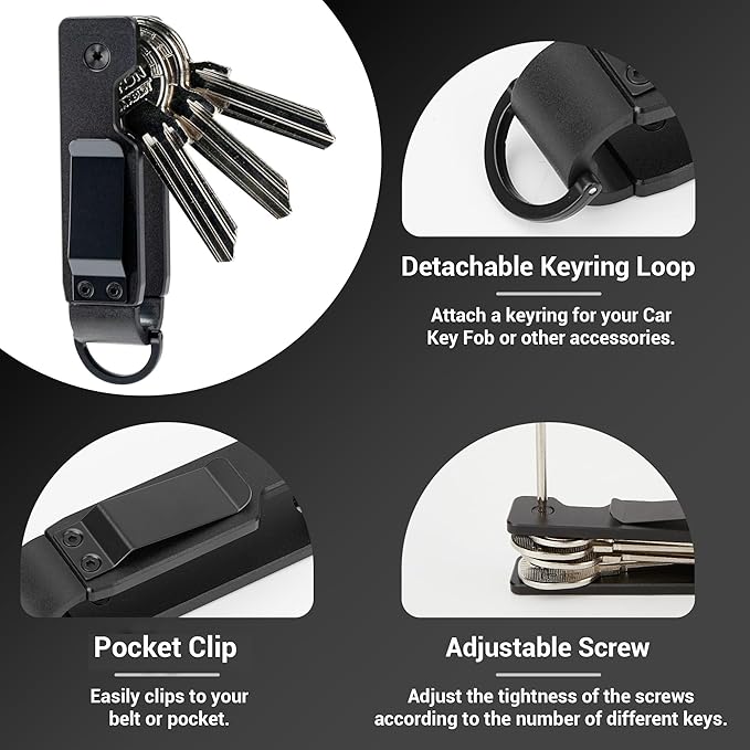 Key Holder for Keychain Metal Aluminum Compact Smart Key Organizer Secures 1-5 Keys