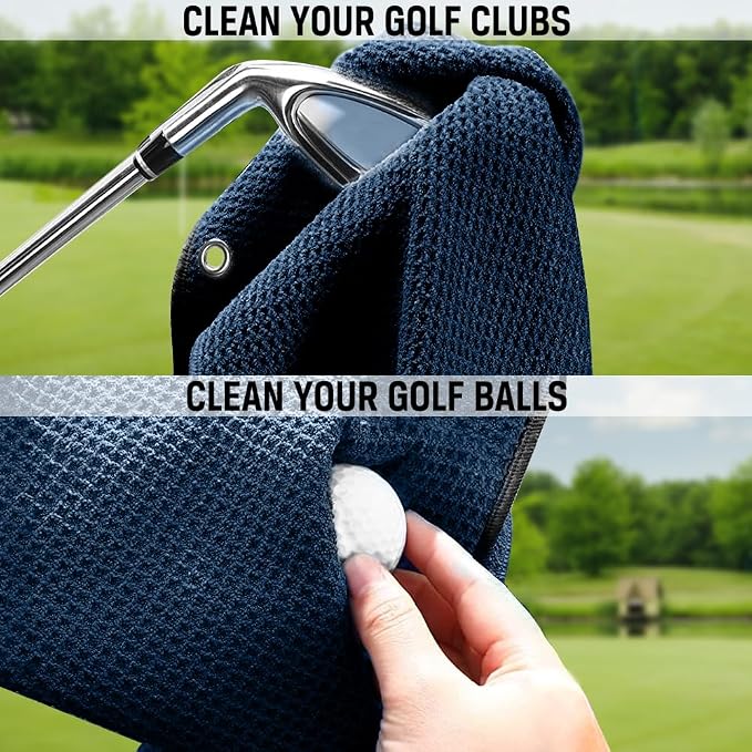 ERHACHAIJIA Yes I'd Have A Retirement Plan Embroidered Golf Towel with Clip. Funny Golf Accessories Gifts for Men Women Golfer Grandma Grandpa Mom Dad, Retirement (Navy)