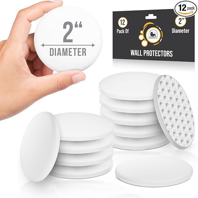 Door Stoppers - Medium 2" (12 Pack) - Door Stoppers for Wall with Strong Back Adhesive - Quiet and Shock Absorbent Silicone Wall Protectors from Door Knobs - Protects Every Surface - White