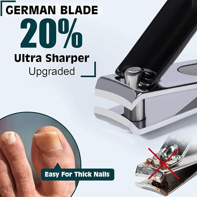 Nail Clippers Set, Fingernail and Toenail Clipper Cutters Kit | Ultra Sharp All-IN-ONE Kit: 15% Thicker Premium Sturdy Podiatrist Toe Nail Care Tools. Perfect Grooming Gifts with Case