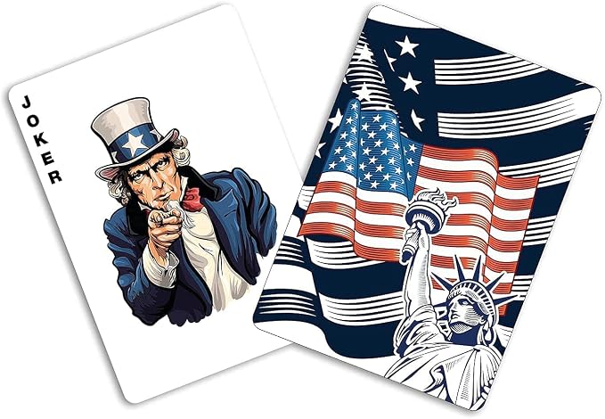 Military Gift Shop Blue American Flag Playing Cards - Patriotic Graphics - Premium Quality - Veteran Gifts for Men or Women | Flag Playing Cards Blue