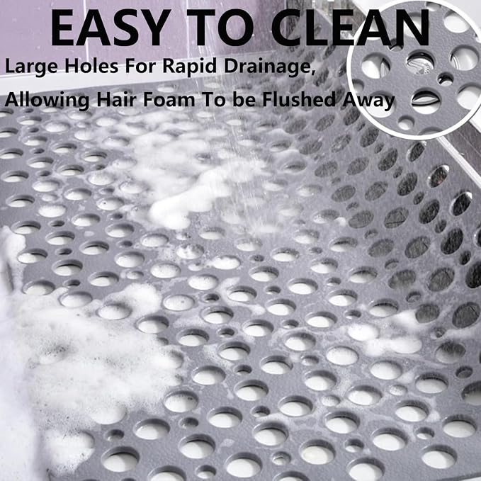 Casa and Beyond Shower Mat,Non Slip Bath Mat and Shower Mat with Suction Cups and Drain Holes,Bathroom Mat Easy to Clean Soft Machine Washable,Bathtub Mat Easy Dry&Cut (Green,28" x 15"(Rectangular))