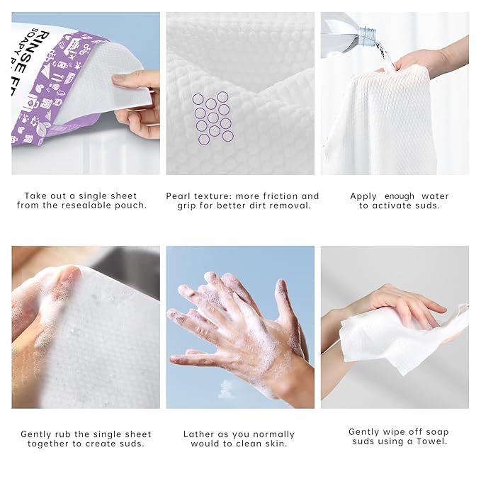 4 Packs XL No Rinse Body Wipes for Adults Bathing, Rinse Free Bathing Shower Wipes for Adults. Soap Infused, Disposable Body wipes for Elderly 100 PCS for Camping, Elderly, Post Surgery, Gym