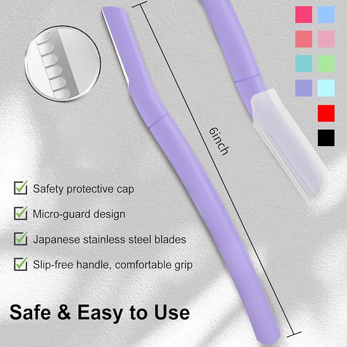 Dermaplane Razor for Women, Facial Razor, Peach Fuzz Remover, Wisteriar | Disposable Dermaplaning Tool for Facial Hair Removal & Exfoliation, Microblade Design, Easy Replacement for Home & Travel