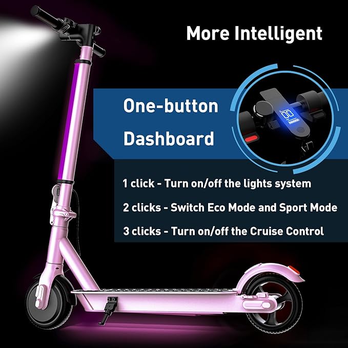 Hiboy S2 Lite Electric Scooter - 6.5" Solid Tires - Up to 10.6 Miles Long-Range & 13 MPH Portable Folding Commuting Kick-Start Boost Scooter for Teens