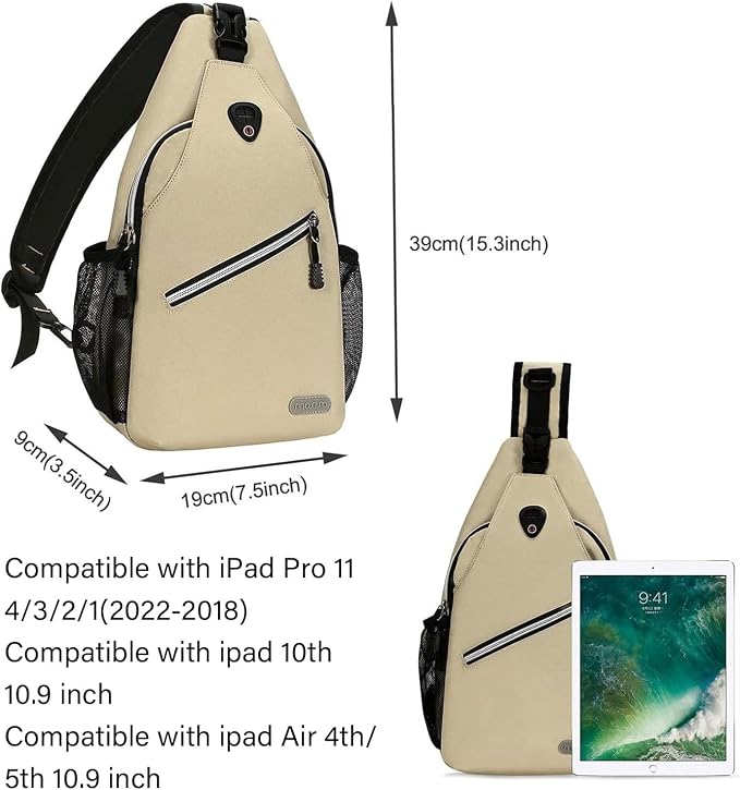 MOSISO Small Sling Bag for Men, Crossbody Shoulder Chest Daypack Bag | Sling Backpack for Casual Travel Hiking