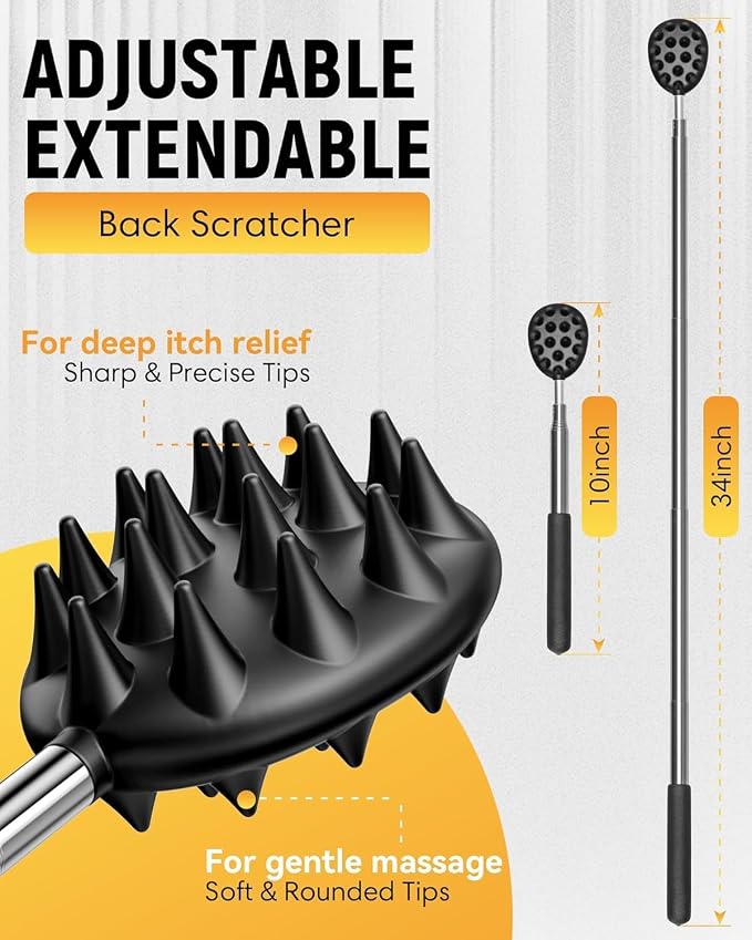 Saliwa Telescoping Back Scratcher with 4Pcs Detachable Heads, Back Scratcher for Men/Women,Gift for Men,Dad Gifts Birthday Gifts for Husband, Men, Women, Him, Her