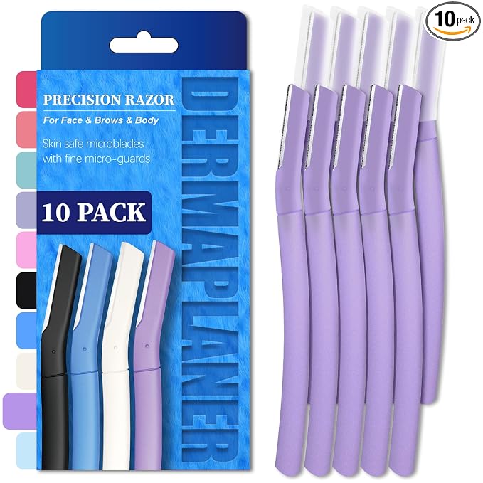 Dermaplane Razor for Women, Facial Razor, Peach Fuzz Remover, Wisteriar | Disposable Dermaplaning Tool for Facial Hair Removal & Exfoliation, Microblade Design, Easy Replacement for Home & Travel