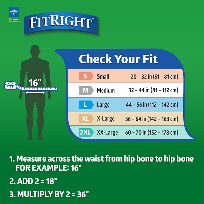 FitRight Adult Diapers, Ultra Heavy Absorbency, L (Waist Size 44in-56in), 20 Count, OptiFit Incontinence Briefs for Men and Women, Disposable, Moisture-Wicking, Leak Protection,