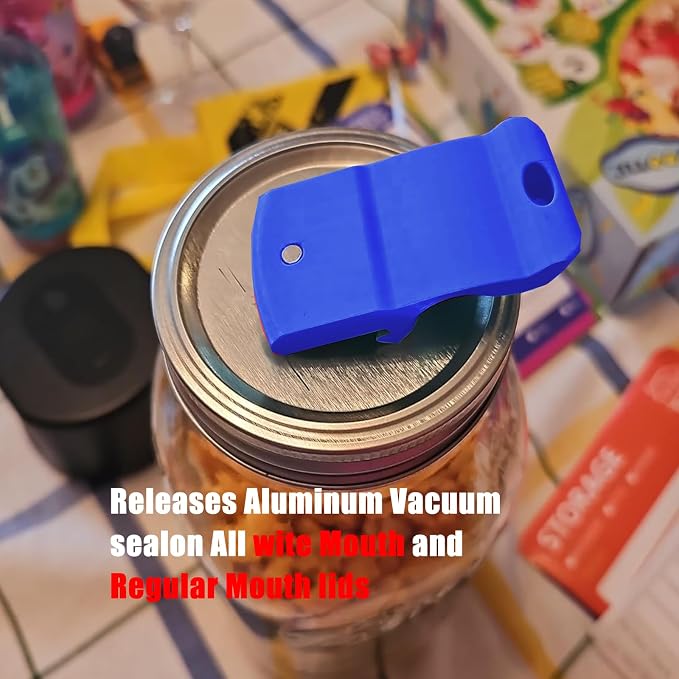 Mason Jar Opener Canning Tool,Canning Jar Opener, Releases Vacuum Seal on Wide Mouth and Regular Mouth Lids,Magnetic Jar Lid Lifter for Canning. Pickling and Home Food Storage (Dark Blue)