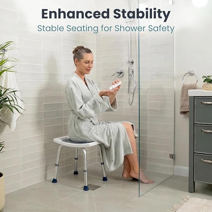 PELEGON Shower Chair for Inside Shower (300 lb) - Adjustable Height Shower Stool - Shower Seats for Adults, Bath Stools for Shower to Sit, Shower Chair, Shower Stools for Adults Sitting - Grey