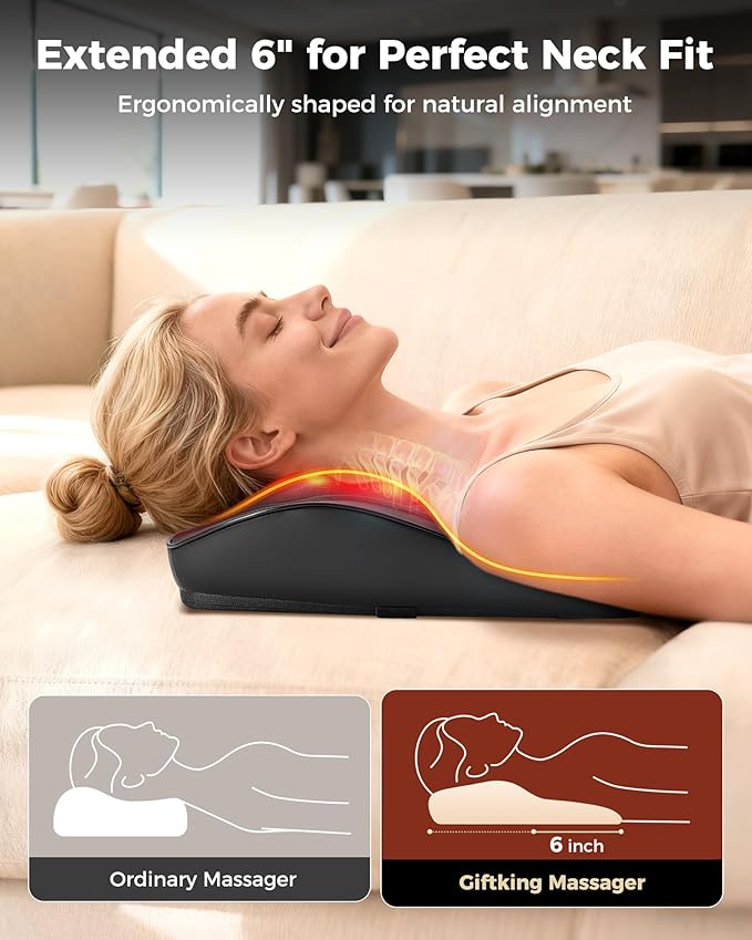 Neck Massager with Heat, Shiatsu Back and Neck Massagers, 3D Deep Tissue Massage Pillow for Back, Shoulder, Leg Pain Relief, Gifts for Mom Dad Wife, with Delicate Package & Card