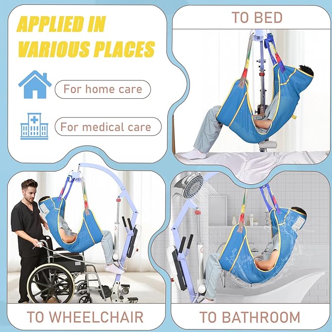 500lbs Mesh Full Body Sling for Lift - Patient Transfer Sling with Wide Pads for Elderly & Disabled,Compatible and Multi-Scene Transfer