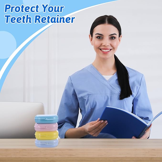 Sherr 120 Pcs Dental Retainer Cases Bulk with Holes 12 Pastel Colors Denture Case Mouth Guard Holder False Teeth Container Multicolored Retainer Holder for Travel Office Home