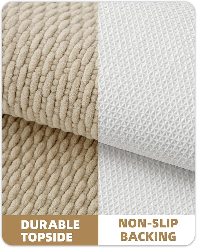 Color&Geometry Bathroom Rugs with Rubber Backing, Non Slip Machine Washable Bath Mat, Soft Absorbent Chenille Boho Carpet for Bathroom Floor, Tub and Shower,24"x36", Khaki