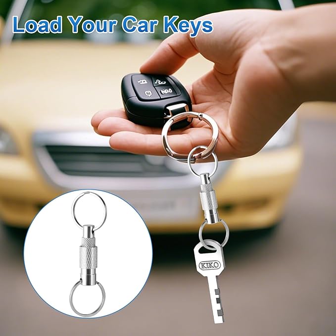 Quick Release Keychain, 3-Pack, Detachable, Split Rings | Minimalist Pull-Apart Key Ring for Car Keys, Purse & Bag (3 Colors)