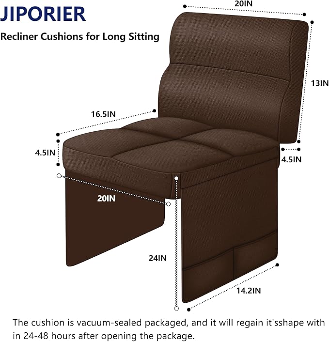 Chair Cushions for Elderly,20x16.5x4.5 Inch Rocking Chair Cushions Indoor,Memory Foam Recliner Cushions for Long Sitting, Sofas & Couches，Outdoor,Office Chair，wheelchair，Meditation and Floor Seating