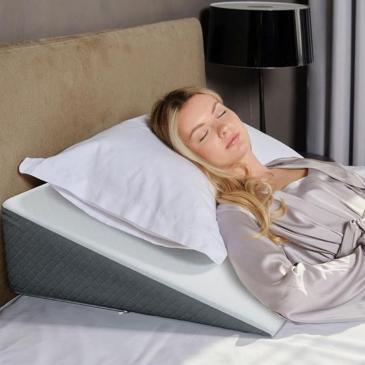 Kolbs Bed Wedge Pillow for Sleep Apnea, Acid Reflux, and Back Pain Relief, with Chic Jacquard Cover - Headboard Gerd Pillow Wedges for Sleeping (Standard Width 7.5" Height)
