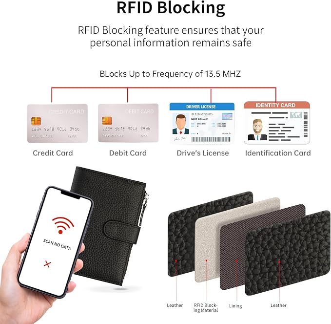 Passport wallet and Card Slot Combo RFID Blocking Leather Travel Passport Wallet for Men and Women with Zippered Coins Pocket Passport holder, Black