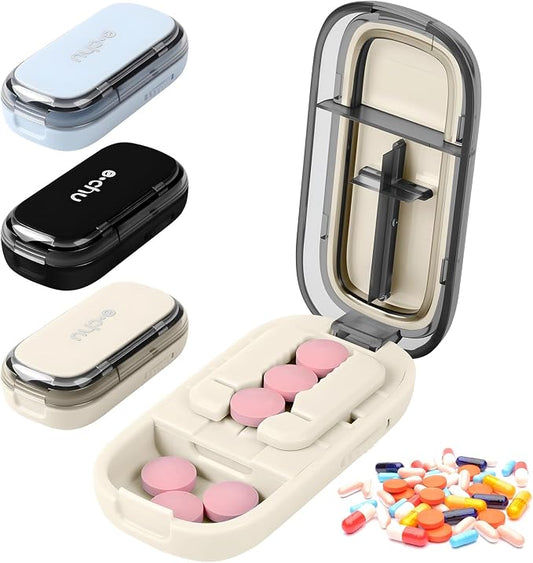 Pill Cutter Splitter for Small and Tiny Pills - 1/4 Pill Cutter with Centering Device - Easy-to-Use Splitter for Precision Cuts - for Small and Tiny (White)