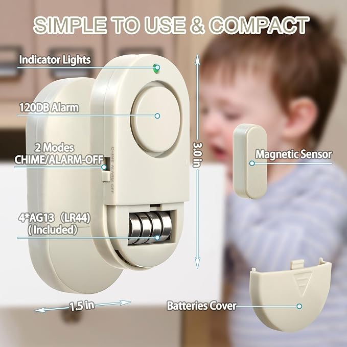 Door Window Alarm, Window Alarms for Home Security, 120DB Loud Door Chime for Store, Ideal for Home, Garage, Apartment, RV(10 Pack)
