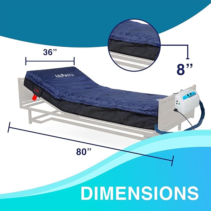 MedVance Medical Low Air Loss Mattress Replacement System with Alarm, 8 Inch with Quilted Cover Fully Digital with Remote Control, Firm Option - Blue, I Count (Pack of 1)