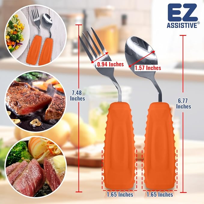 Adaptive Weighted Utensils Set – Spoon and Fork for Hand Tremors, Parkinson’s, Elderly, and Arthritis – Adaptive Eating Utensils for Weak Grip and Limited Mobility