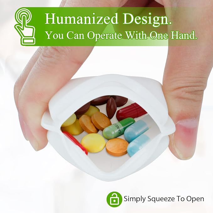 7 Pieces Squeezable Pill Pocket Pill Case - Small, Lightweight Pill Organizer for Travel - Pill Pouch Holds Medicines Securely - Sturdy Design with Easy Fuss-Free Access - Pocket Sized & Discreet