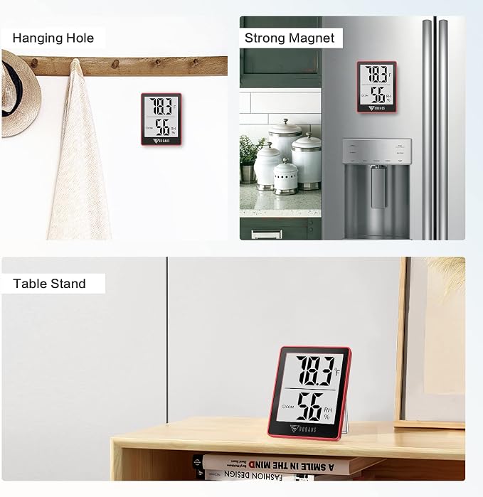 DOQAUS Digital Hygrometer Indoor Thermometer Humidity Meter, Red | Mini Room Thermometer, 5s Fast Refresh, Accurate Temperature and Humidity Monitor for House, Baby Room, Greenhouse, Incubator
