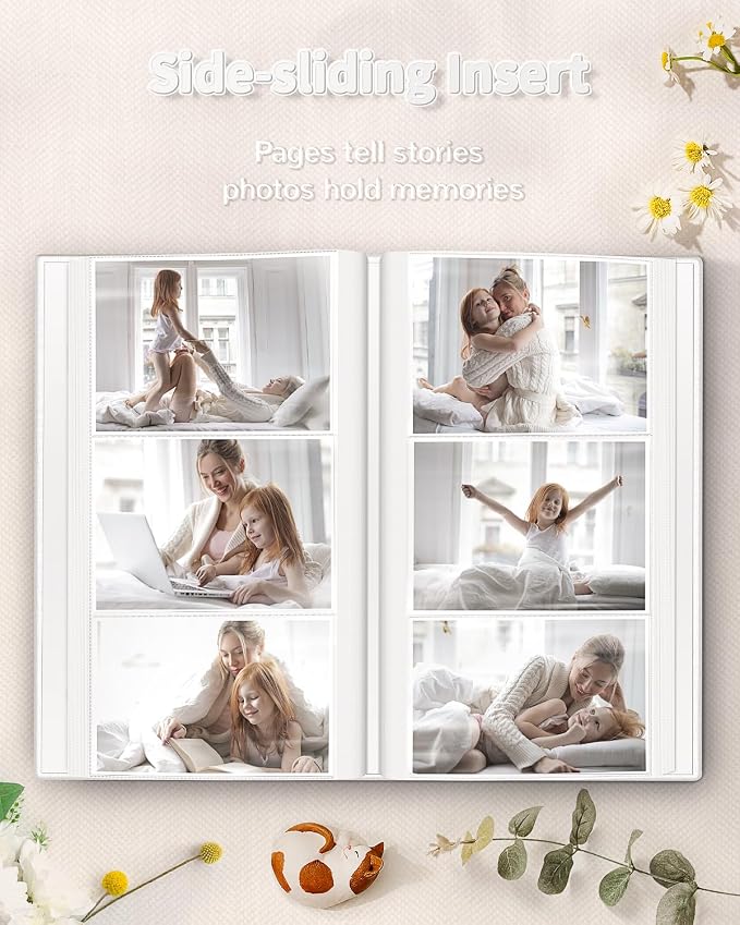 Artfeel Photo Album 4x6 with 300 Pockets,Slip-in Picture Albums,Linen Cover Memory Book with Front Window,White Page Vertical Photo Book for Wedding,Family,Anniversare,Baby,Vacation