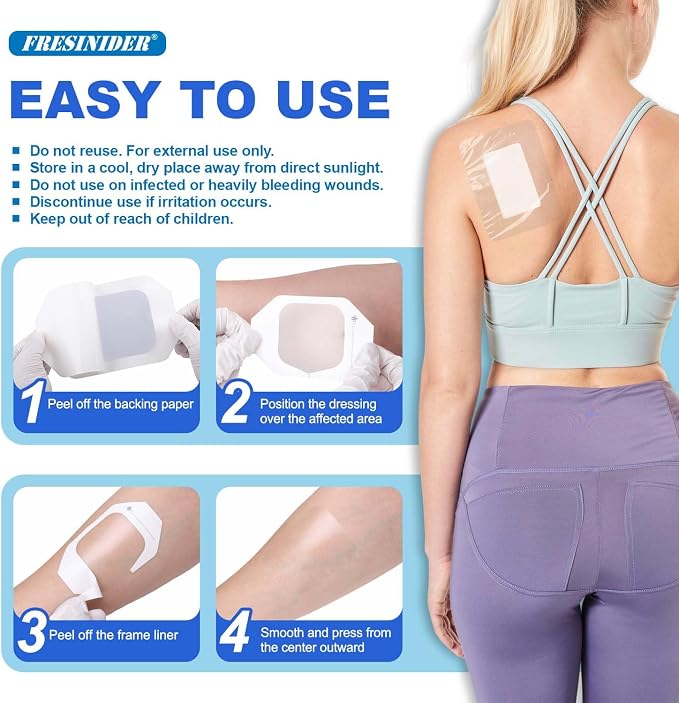 FRESINIDER Transparent Film Dressing 2.3” x 2.75” (50 Pack) – Small Waterproof Shower Bandages, Breathable Clear Wound Cover with Border for IV Shield, Post-Surgery Care & Tattoo Aftercare