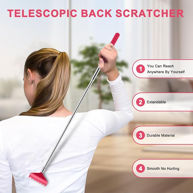 6 Pack Back Scratcher, Stocking Stuffers for Women Men Teen Girls | Prizes for Adults, Birthday Gag Bulk Small Christmas Gift, Mothers Fathers Day Dad Gifts, Easter Basket Stuffers (Red)