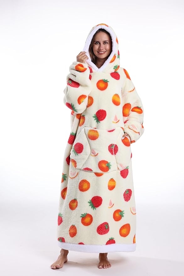 Blanket Hoodie, Long Hooded Blanket Sweatshirt as Birthday Gifts for Women Men, Long Wearable Blanket for Women Men.