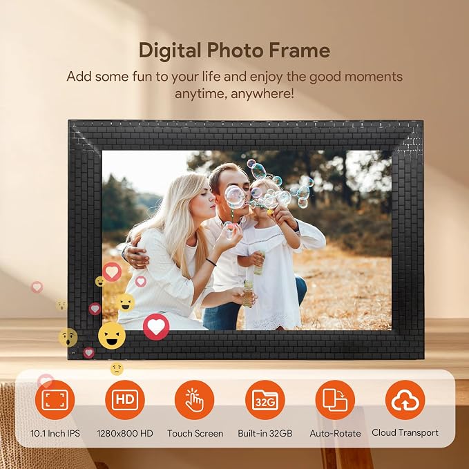 10.1 Inch WiFi Digital Picture Frame,Effortlessly Secure & Private Sharing,IPS Touch Screen, 16GB,Invite Family via Uhale App,Gift for Mother's Day, Parents, Grandparents