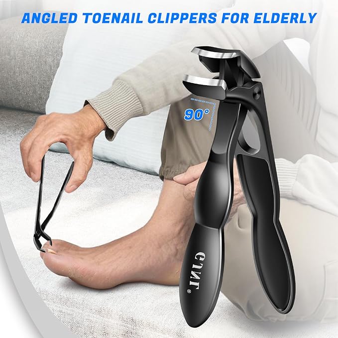 Toenail Clippers for Thick Nails, 6 Pcs Professional Wide Jaw Opening Nail Clipper Set for Seniors, Sharp Stainless Steel Fingernail Cutters with Slanted Edge & Travel Case, Podiatrist Tool Kit